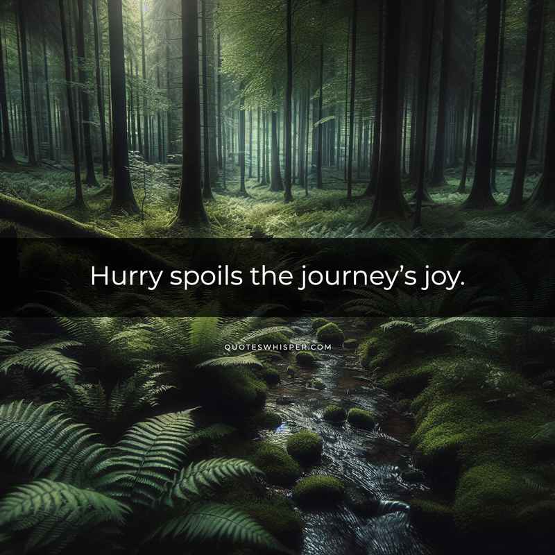Hurry spoils the journey’s joy.