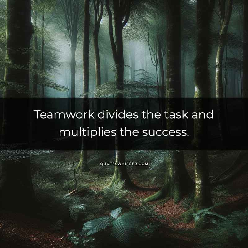 Teamwork divides the task and multiplies the success.