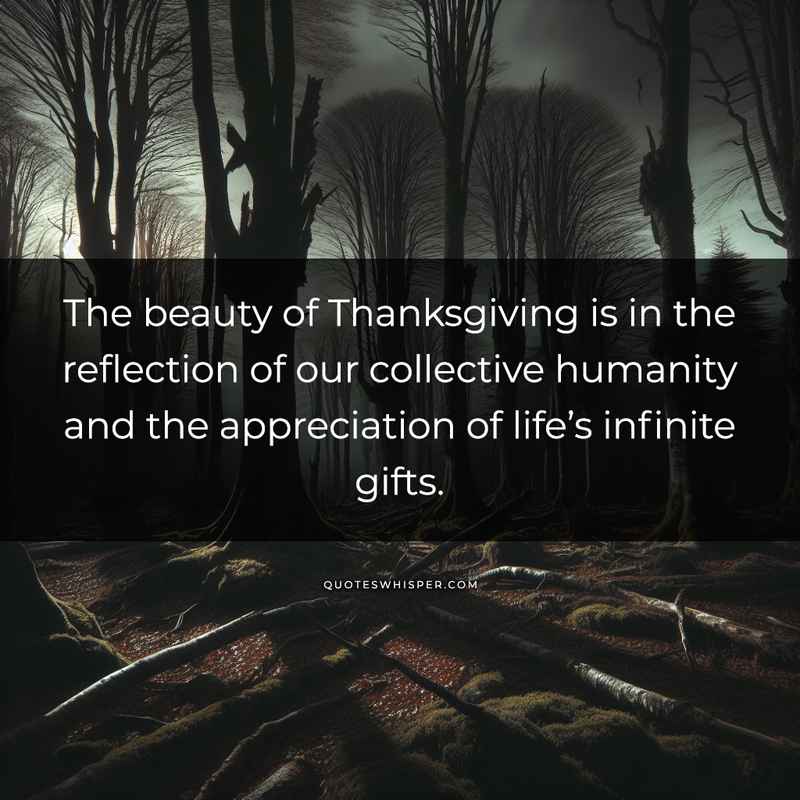 The beauty of Thanksgiving is in the reflection of our collective humanity and the appreciation of life’s infinite gifts.
