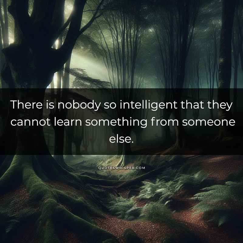 There is nobody so intelligent that they cannot learn something from someone else.