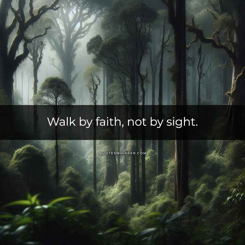 Walk by faith, not by sight.