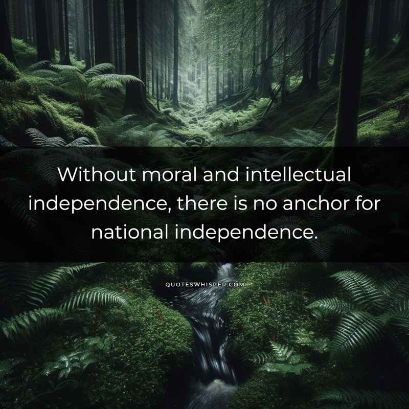 Without moral and intellectual independence, there is no anchor for national independence.