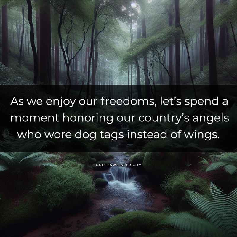 As we enjoy our freedoms, let’s spend a moment honoring our country’s angels who wore dog tags instead of wings.