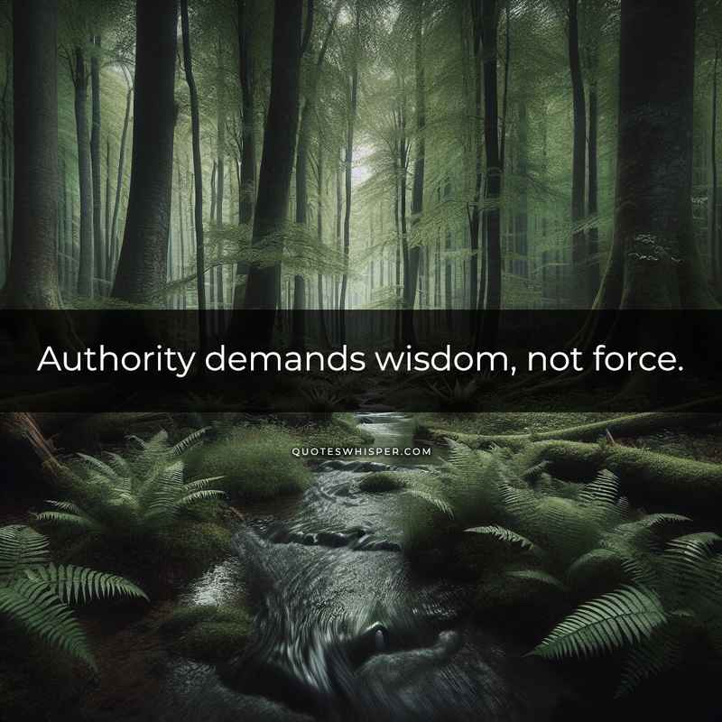 Authority demands wisdom, not force.