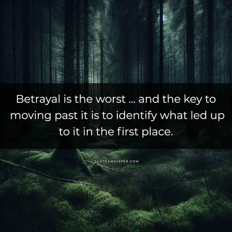 Betrayal is the worst ... and the key to moving past it is to identify what led up to it in the first place.