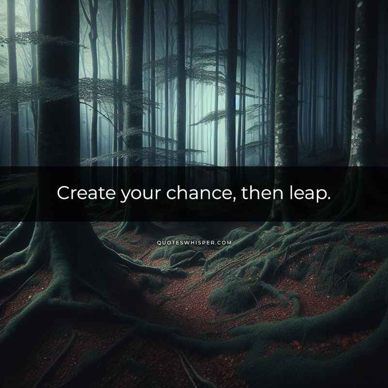 Create your chance, then leap.