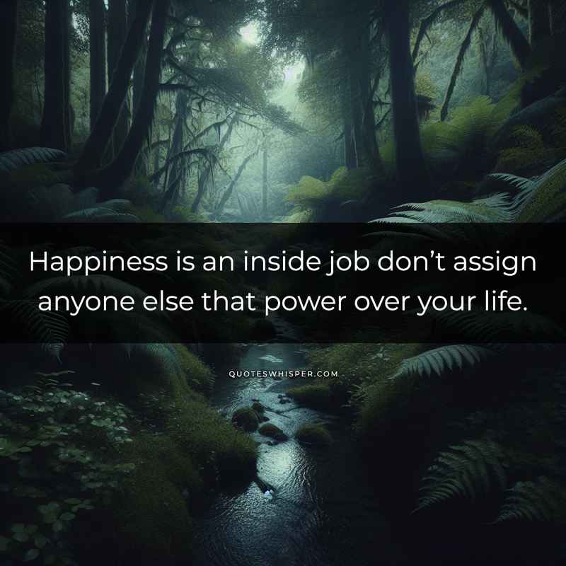 Happiness is an inside job don’t assign anyone else that power over your life.