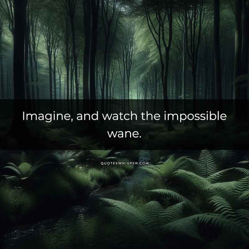 Imagine, and watch the impossible wane.