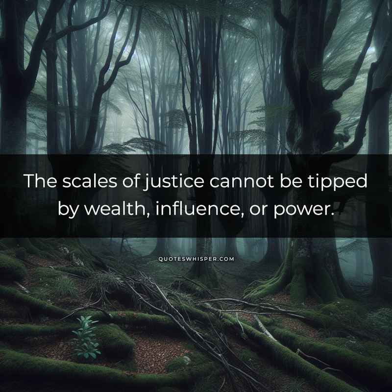 The scales of justice cannot be tipped by wealth, influence, or power.
