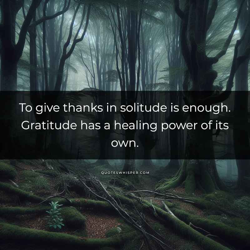To give thanks in solitude is enough. Gratitude has a healing power of its own.