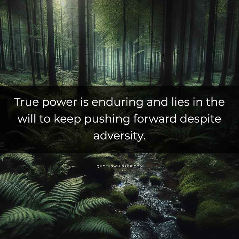 True power is enduring and lies in the will to keep pushing forward despite adversity.
