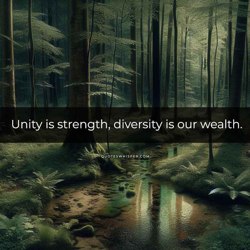 Unity is strength, diversity is our wealth.