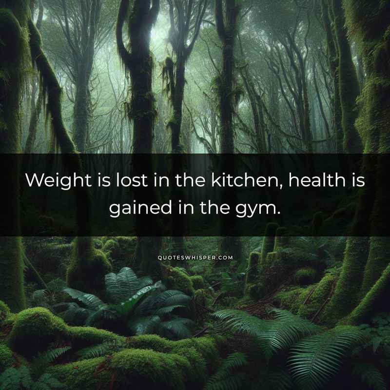 Weight is lost in the kitchen, health is gained in the gym.