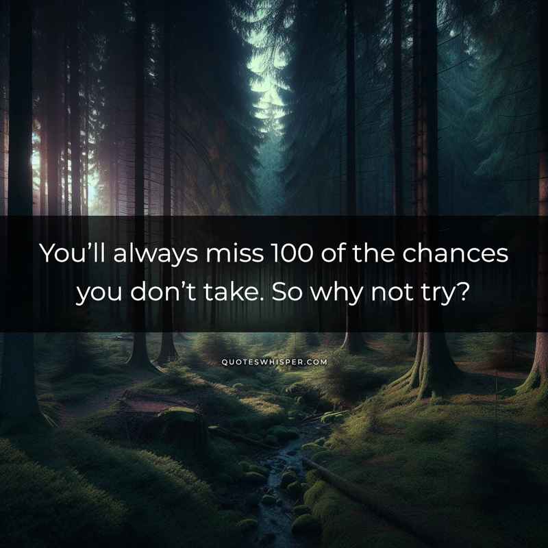 You’ll always miss 100 of the chances you don’t take. So why not try?