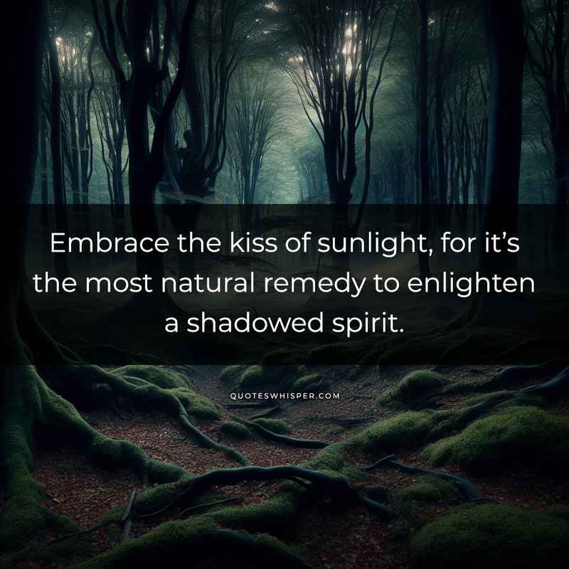 Embrace the kiss of sunlight, for it’s the most natural remedy to enlighten a shadowed spirit.