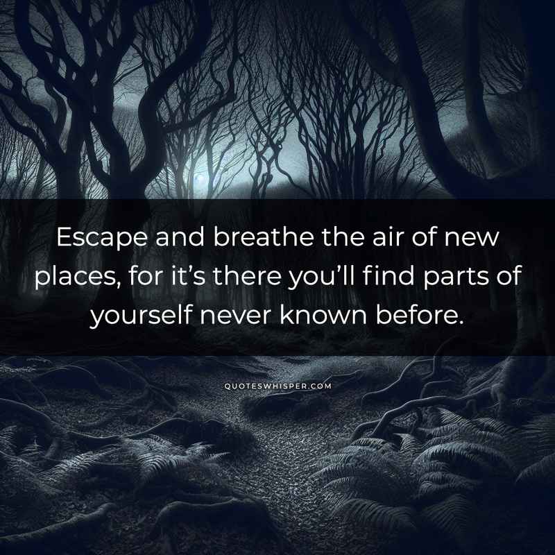 Escape and breathe the air of new places, for it’s there you’ll find parts of yourself never known before.