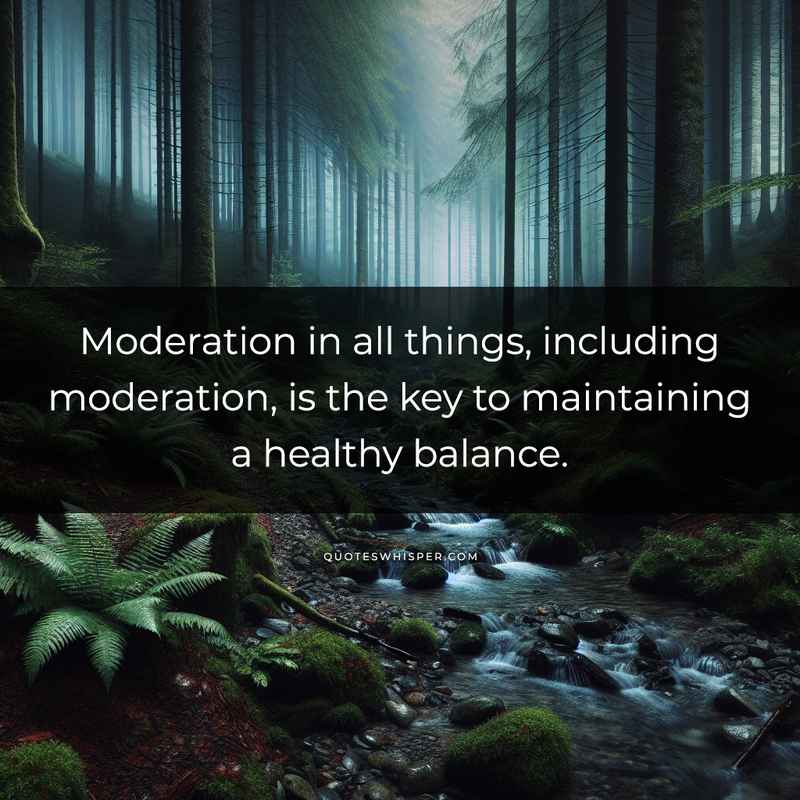 Moderation in all things, including moderation, is the key to maintaining a healthy balance.