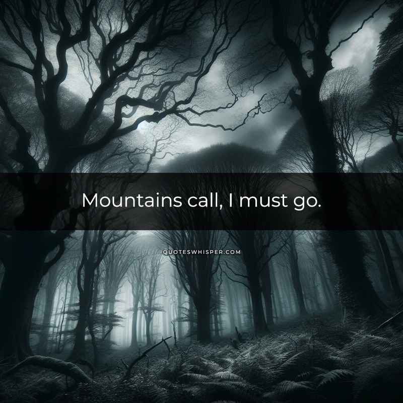 Mountains call, I must go.