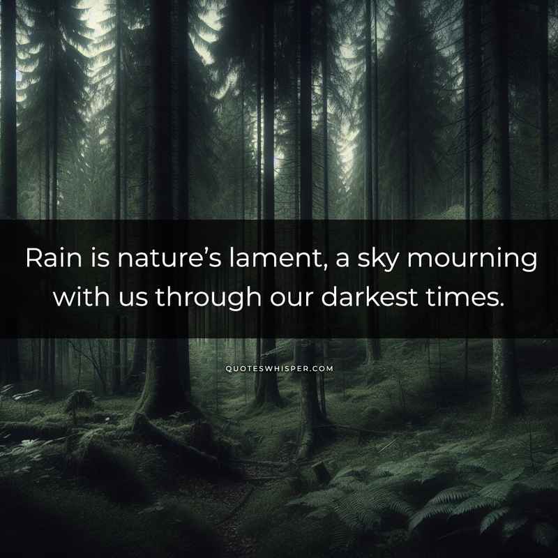 Rain is nature’s lament, a sky mourning with us through our darkest times.