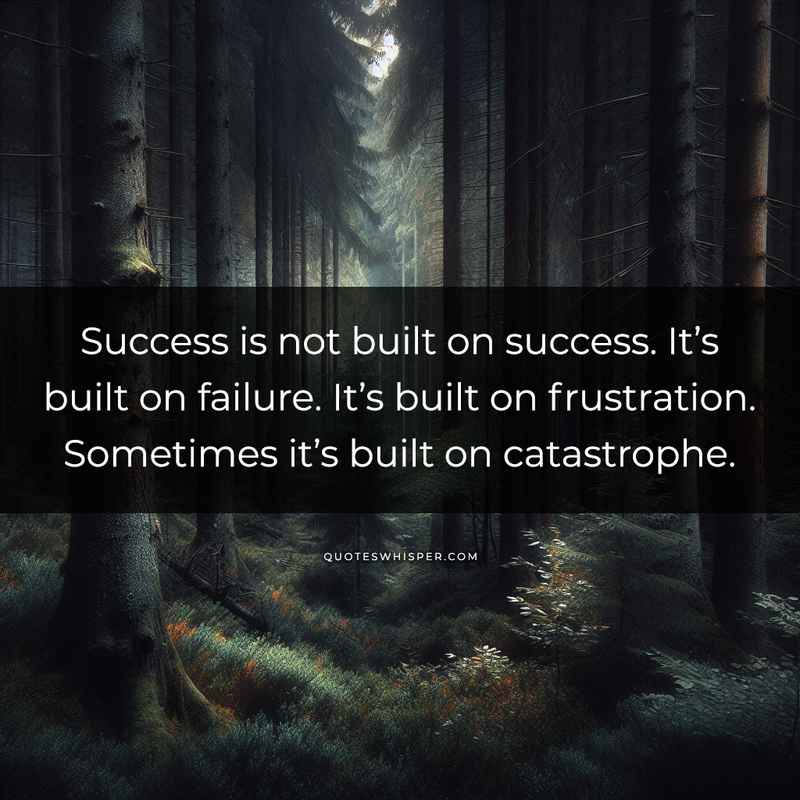 Success is not built on success. It’s built on failure. It’s built on frustration. Sometimes it’s built on catastrophe.