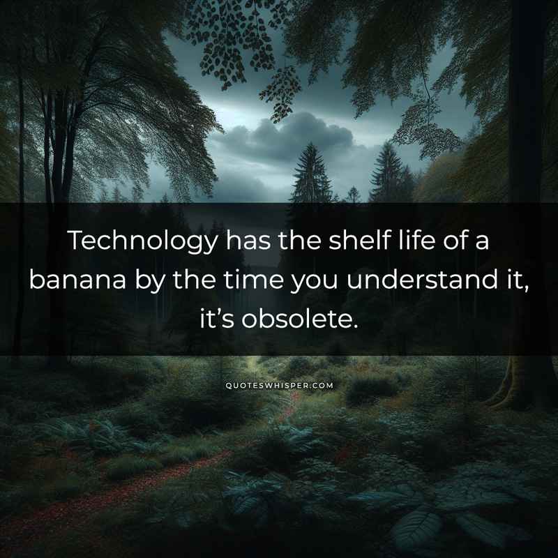 Technology has the shelf life of a banana by the time you understand it, it’s obsolete.