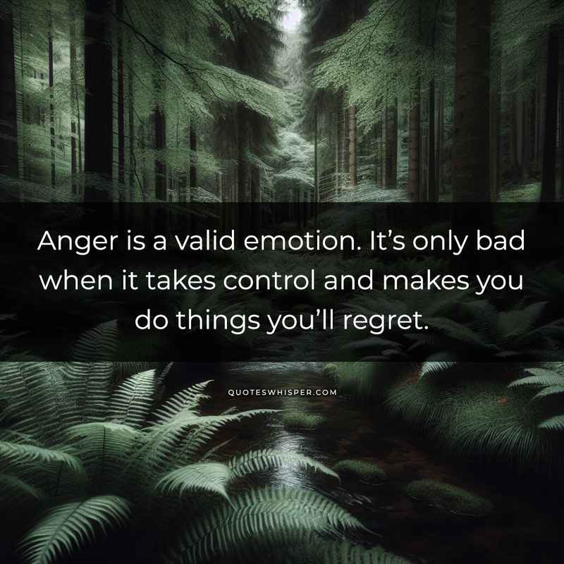 Anger is a valid emotion. It’s only bad when it takes control and makes you do things you’ll regret.