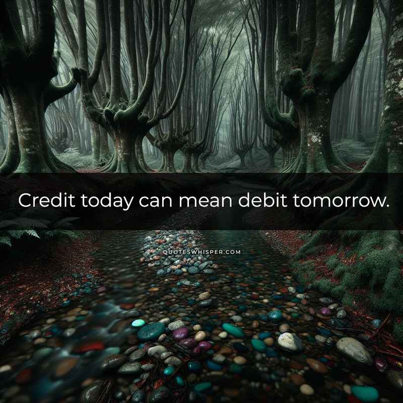 Credit today can mean debit tomorrow.