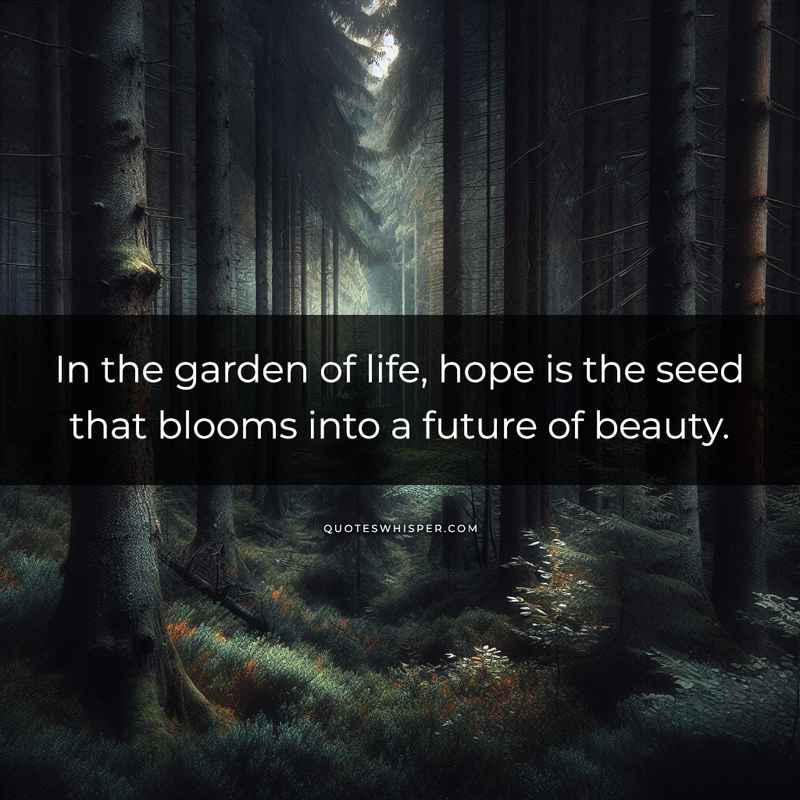 In the garden of life, hope is the seed that blooms into a future of beauty.