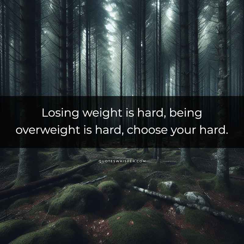 Losing weight is hard, being overweight is hard, choose your hard.