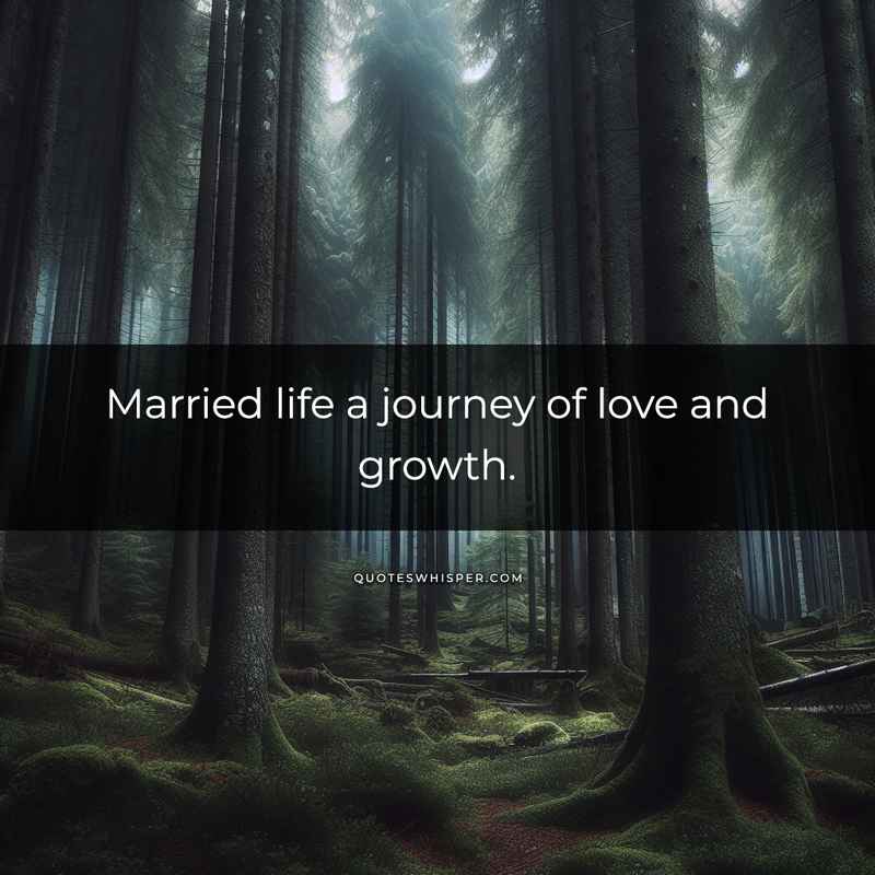 Married life a journey of love and growth.