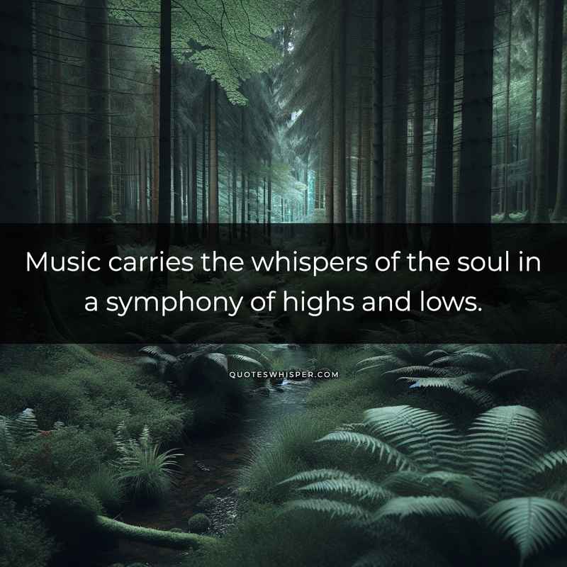 Music carries the whispers of the soul in a symphony of highs and lows.