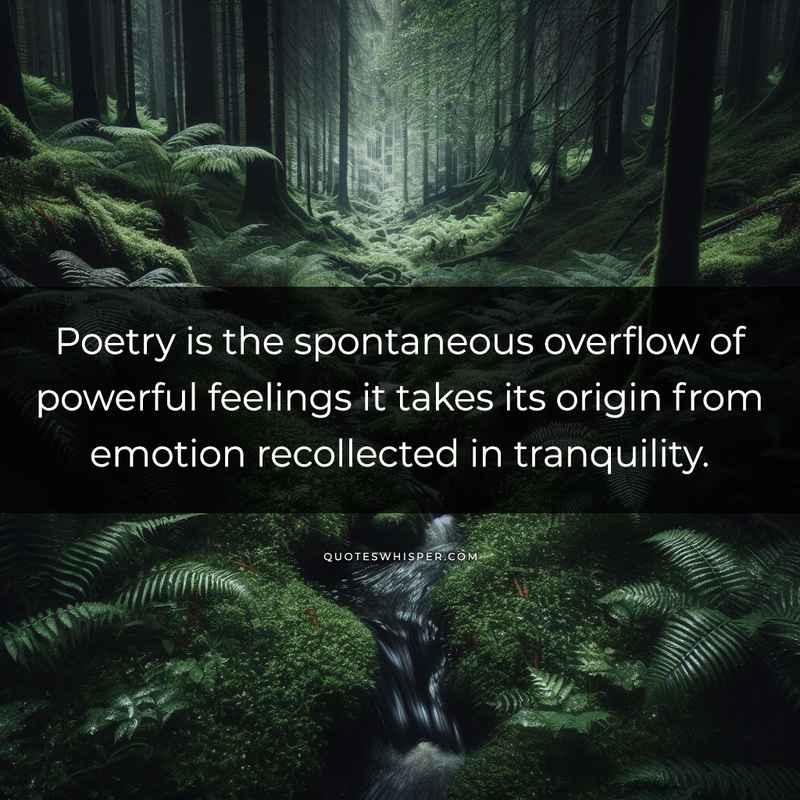 Poetry is the spontaneous overflow of powerful feelings it takes its origin from emotion recollected in tranquility.