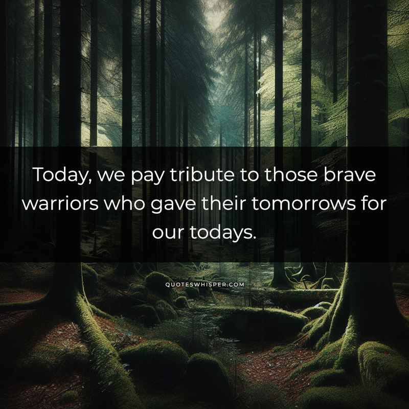 Today, we pay tribute to those brave warriors who gave their tomorrows for our todays.