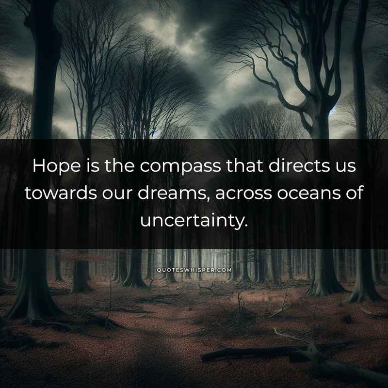 Hope is the compass that directs us towards our dreams, across oceans of uncertainty.