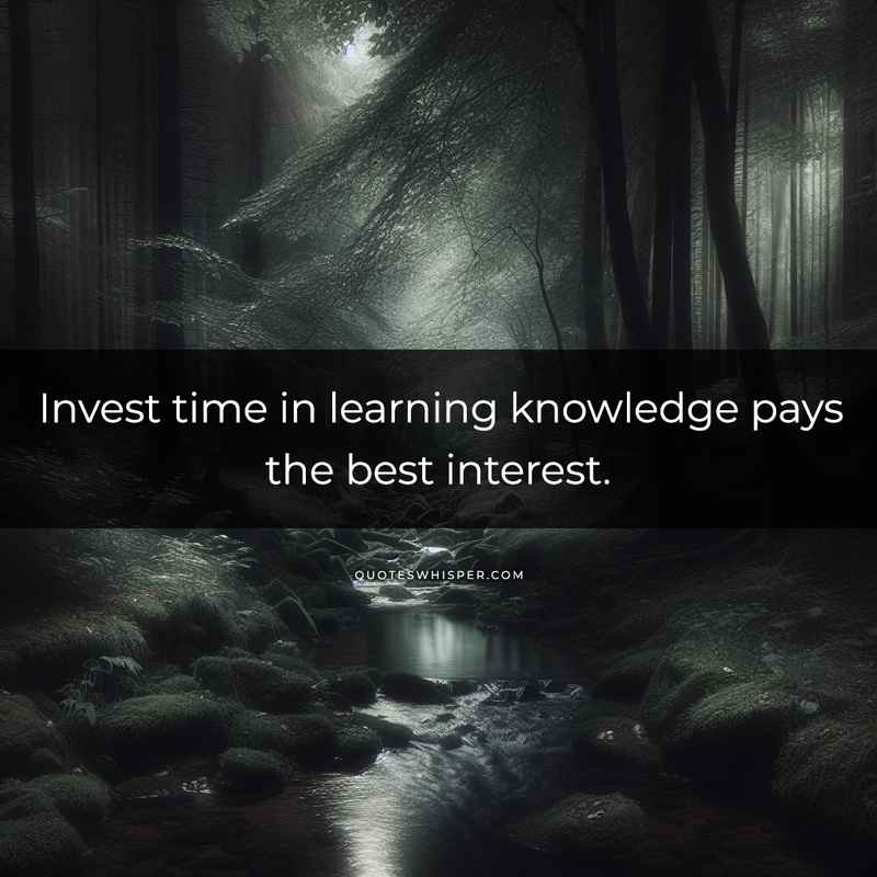 Invest time in learning knowledge pays the best interest.