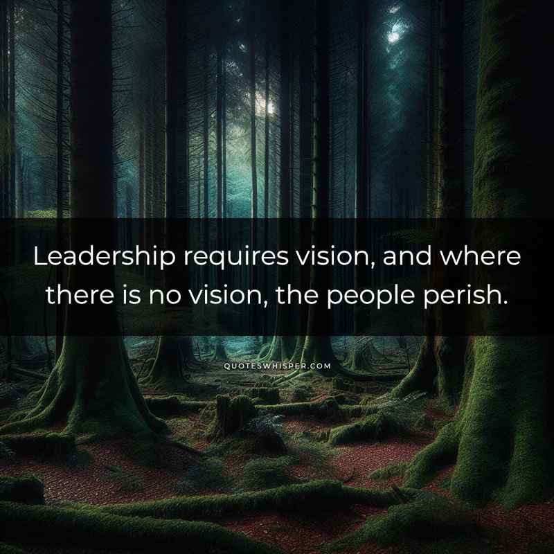 Leadership requires vision, and where there is no vision, the people perish.