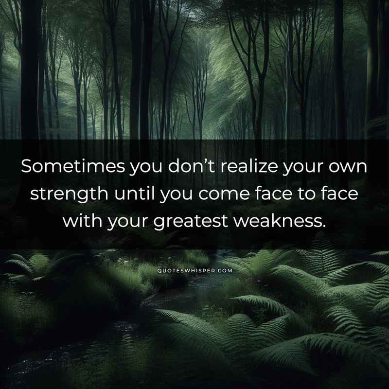 Sometimes you don’t realize your own strength until you come face to face with your greatest weakness.