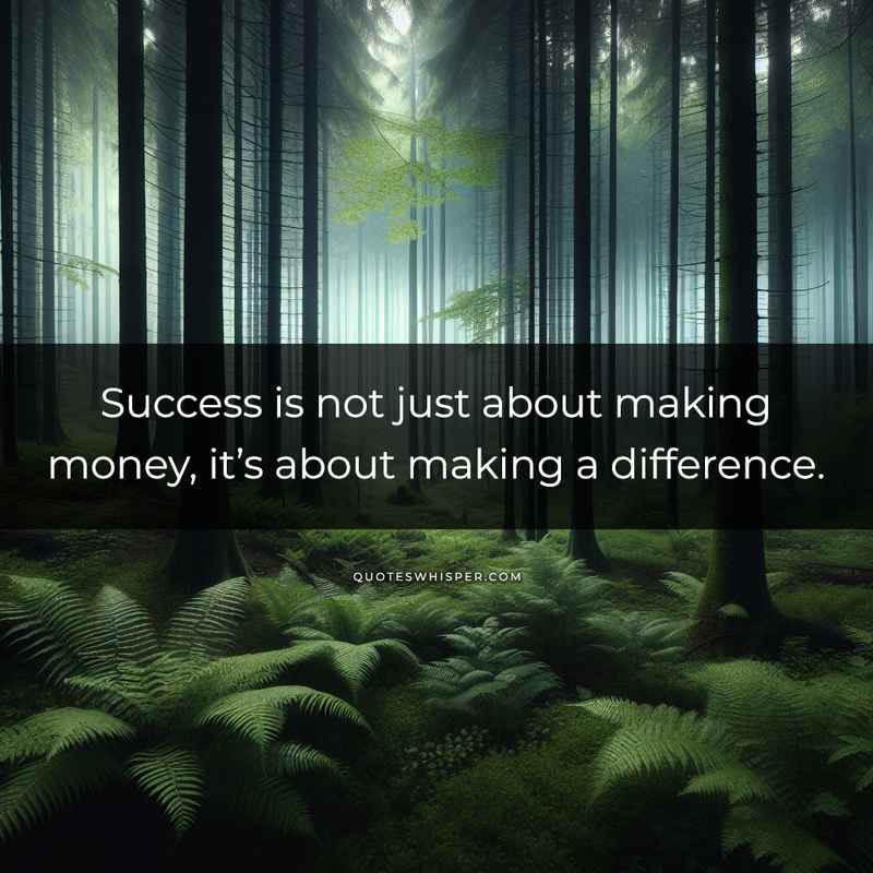 Success is not just about making money, it’s about making a difference.