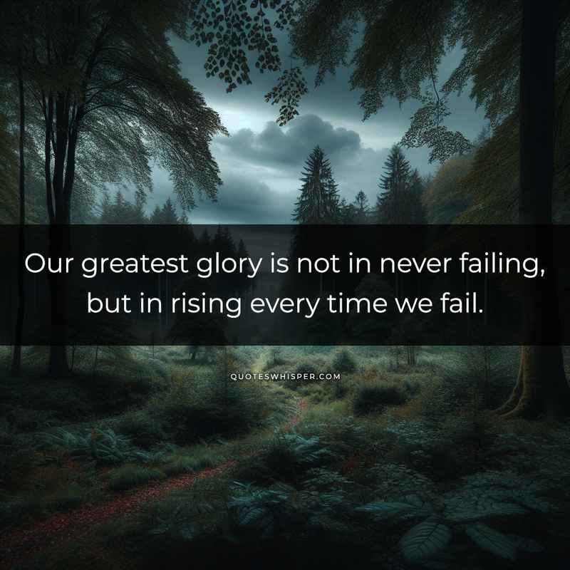 Our greatest glory is not in never failing, but in rising every time we fail.