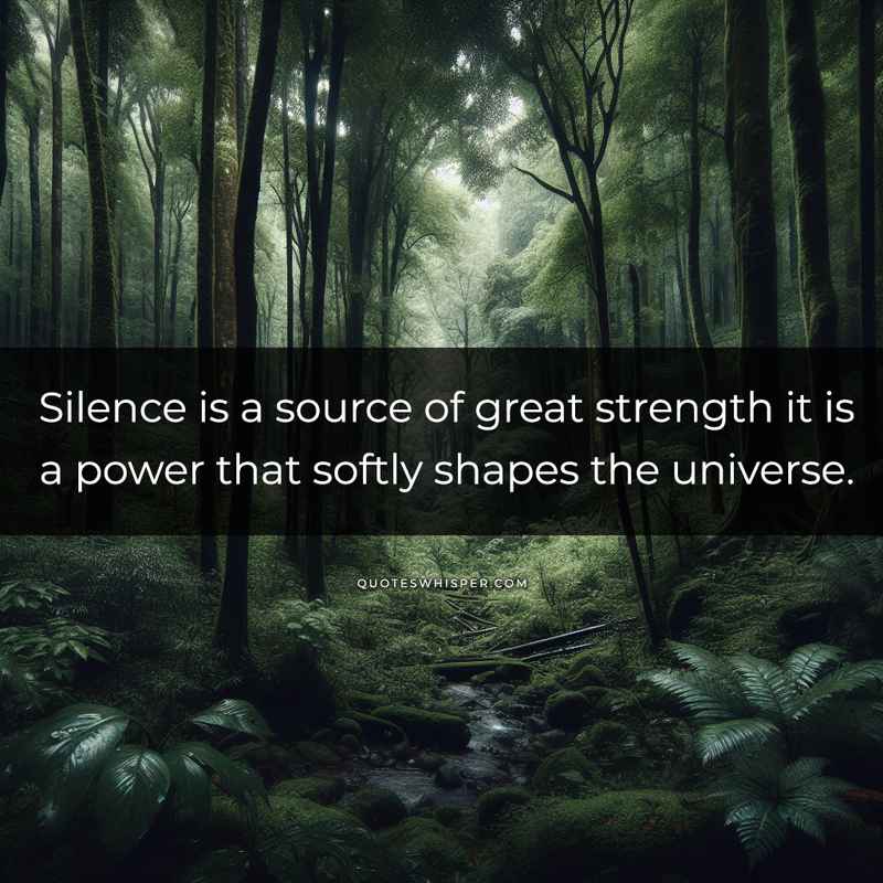 Silence is a source of great strength it is a power that softly shapes the universe.