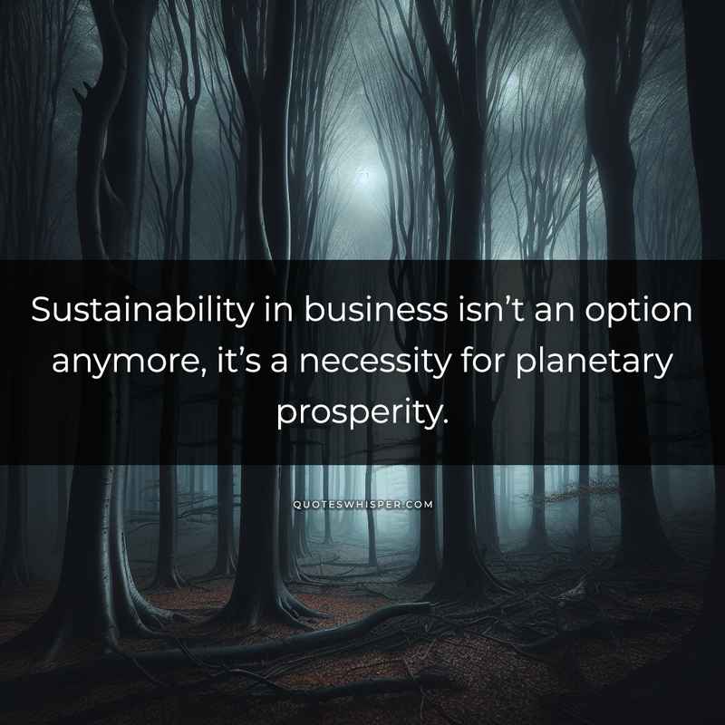 Sustainability in business isn’t an option anymore, it’s a necessity for planetary prosperity.