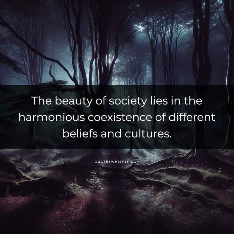 The beauty of society lies in the harmonious coexistence of different beliefs and cultures.