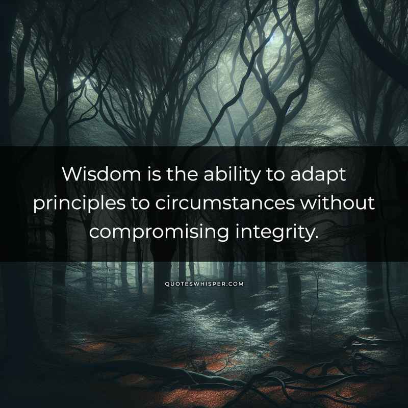 Wisdom is the ability to adapt principles to circumstances without compromising integrity.