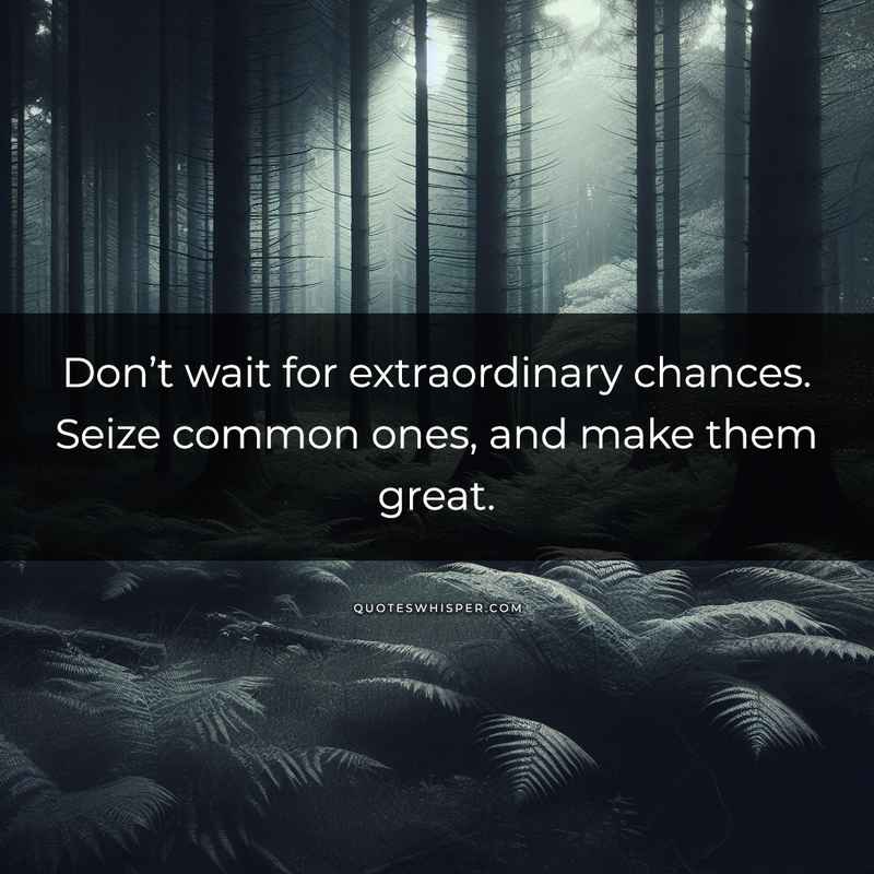 Don’t wait for extraordinary chances. Seize common ones, and make them great.