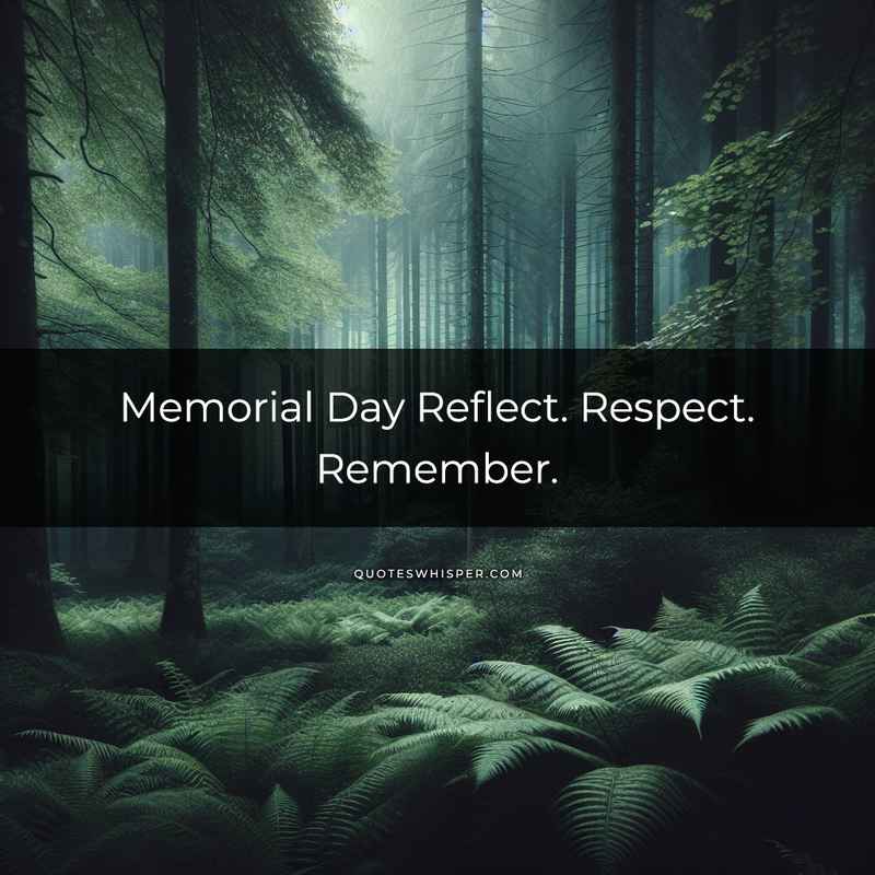 Memorial Day Reflect. Respect. Remember.