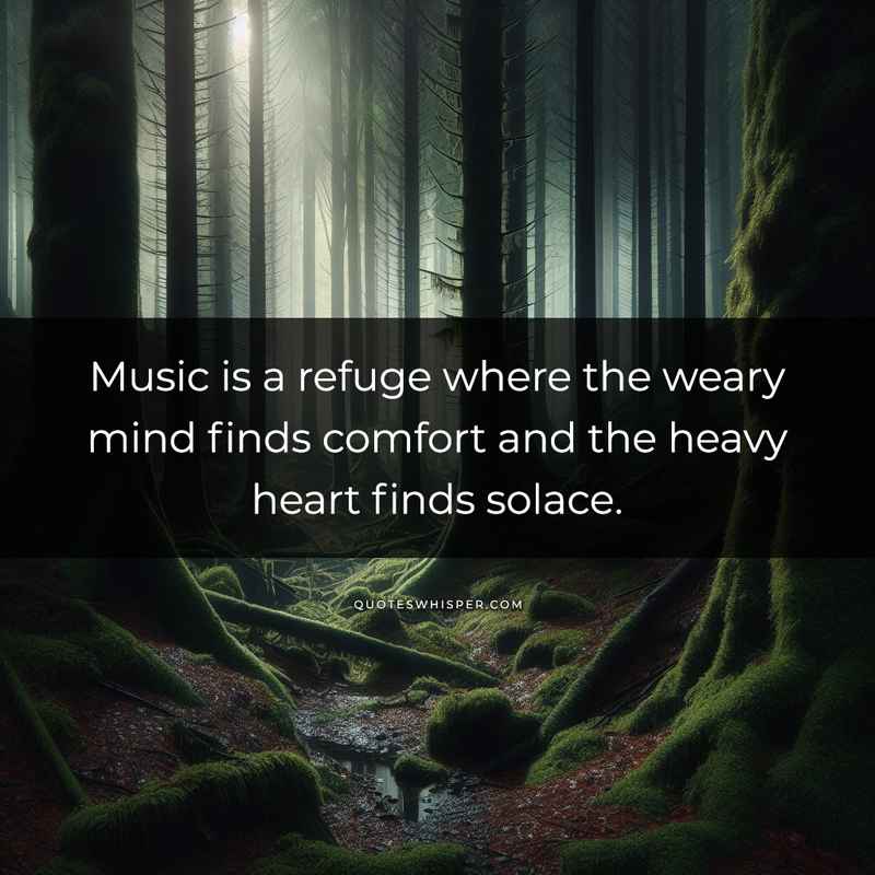 Music is a refuge where the weary mind finds comfort and the heavy heart finds solace.