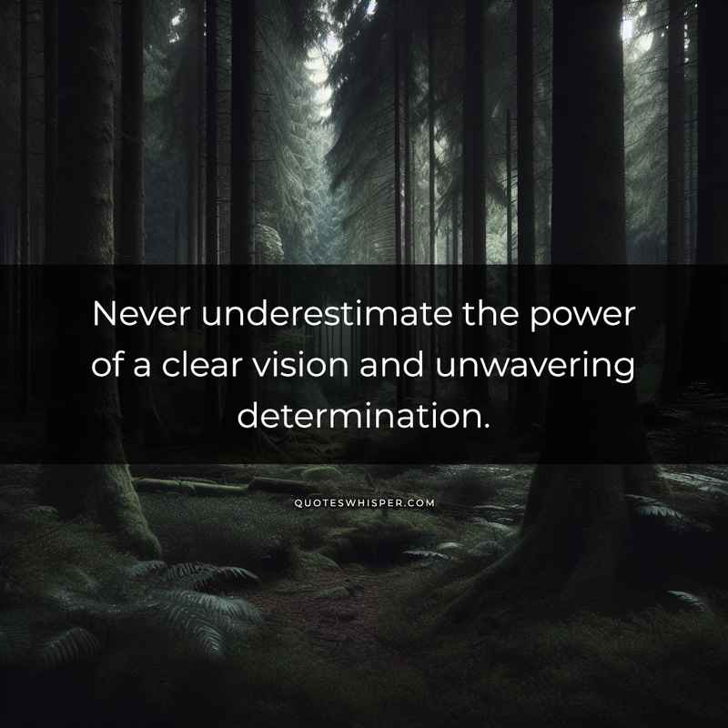 Never underestimate the power of a clear vision and unwavering determination.