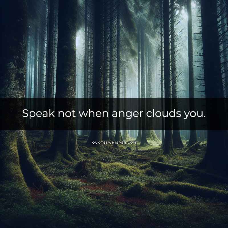 Speak not when anger clouds you.