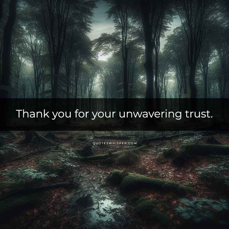 Thank you for your unwavering trust.