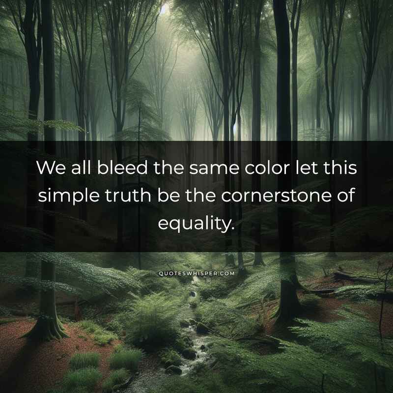 We all bleed the same color let this simple truth be the cornerstone of equality.